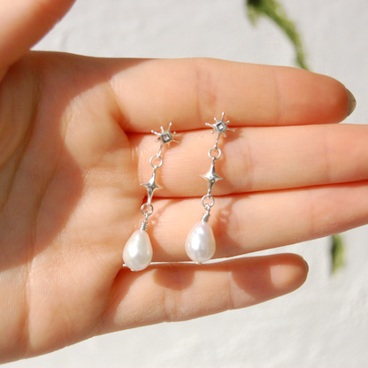 Astra Nautilus || Pearl Drop Earrings