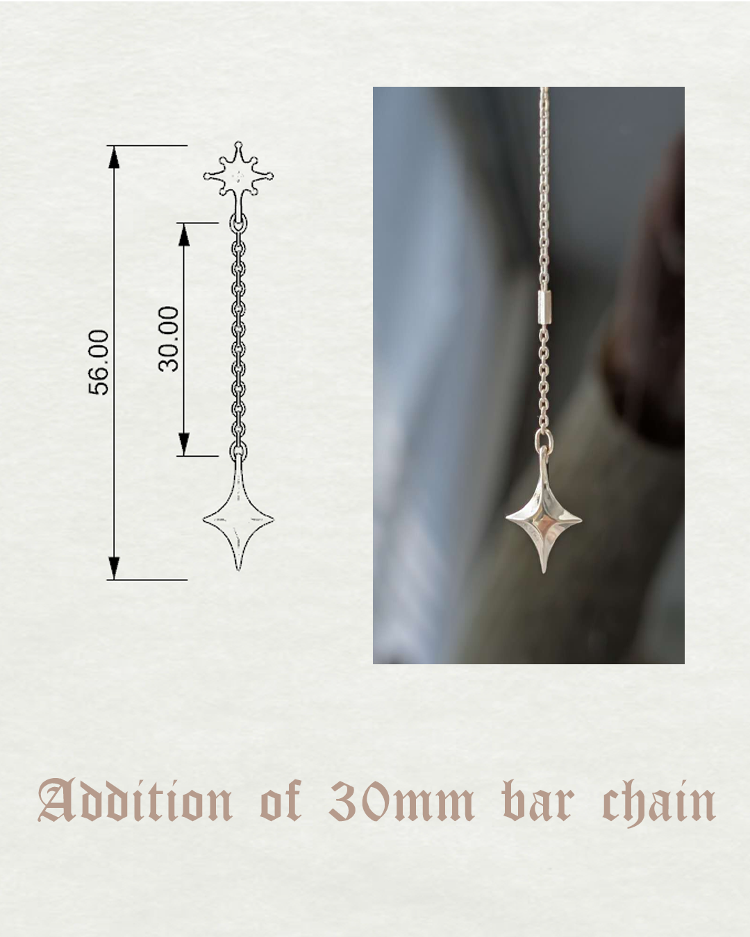 Customized First Spark Earrings - 30mm Bar Chain